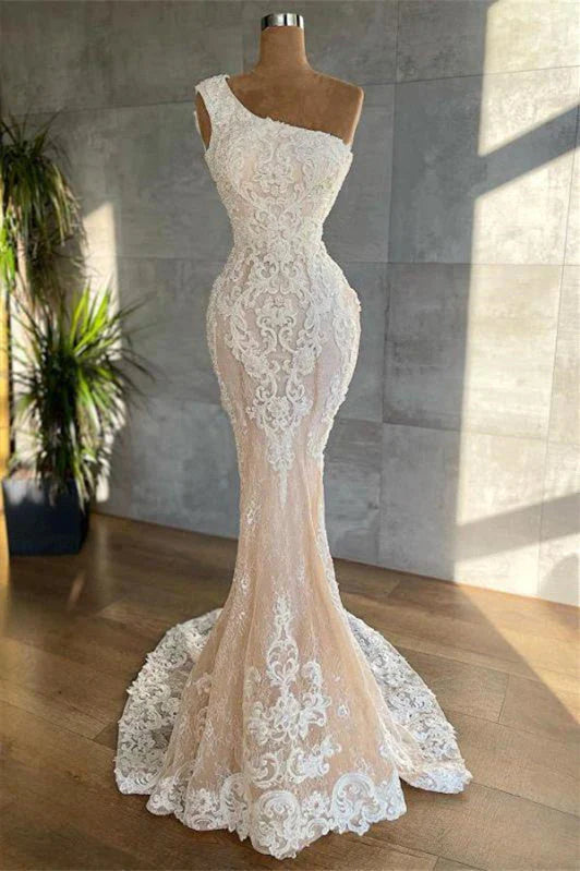 Robe de bal sirène asymétrique en dentelle, longueur au sol, sans manches, ED01451