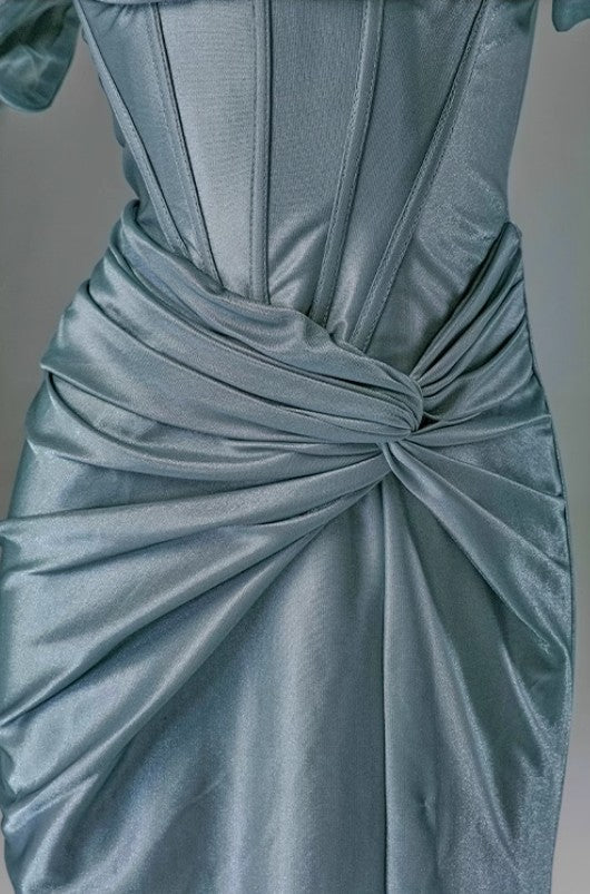 Off-the-shoulder Mermaid Ball Dress Lace-up Pleated Evening Dress