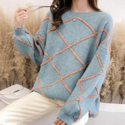 Cute Round Neck Long Sleeve Sweater ED0145