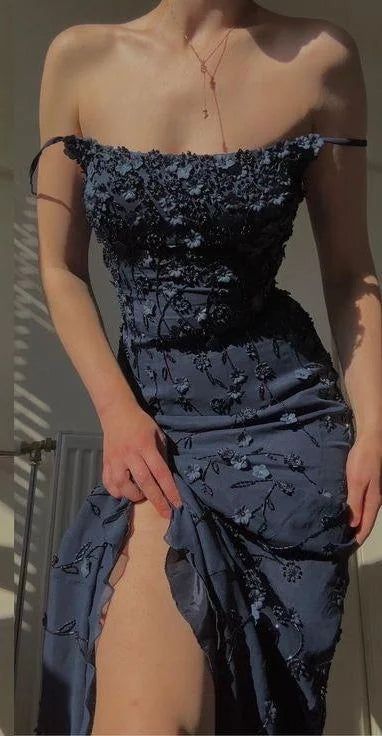 Chic Bodycon Spaghetti Straps 3D Applique Long Prom Dress ED01462