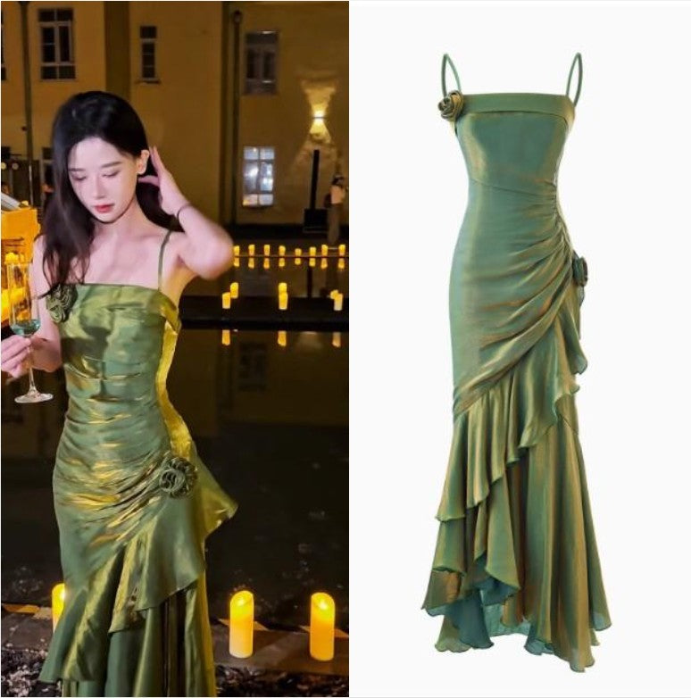 Elegant Satin Prom Dress for Quinceanera&Party-Fairytale A-line Straps Evening Gown for Birthday