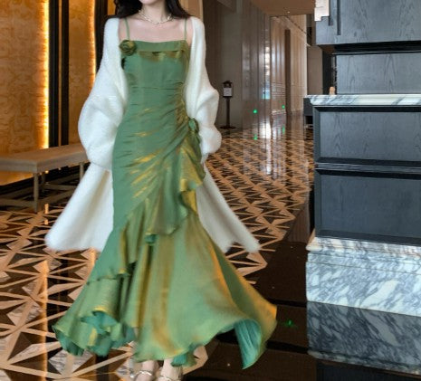 Elegant Satin Prom Dress for Quinceanera&Party-Fairytale A-line Straps Evening Gown for Birthday