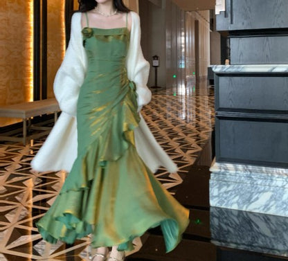 Elegant Satin Prom Dress for Quinceanera&Party-Fairytale A-line Straps Evening Gown for Birthday