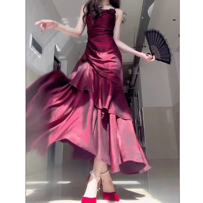 ❤️Elegant Satin Prom Dress for Quinceanera&Party-Fairytale A-line Straps Evening Gown for Birthday ED01484