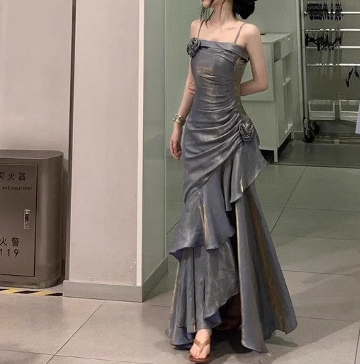 Elegant Satin Prom Dress for Quinceanera&Party-Fairytale A-line Straps Evening Gown for Birthday