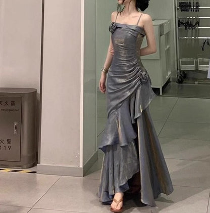 Elegant Satin Prom Dress for Quinceanera&Party-Fairytale A-line Straps Evening Gown for Birthday