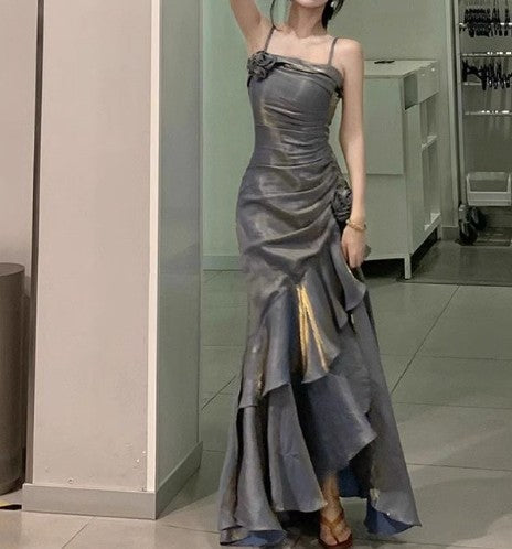 Elegant Satin Prom Dress for Quinceanera&Party-Fairytale A-line Straps Evening Gown for Birthday
