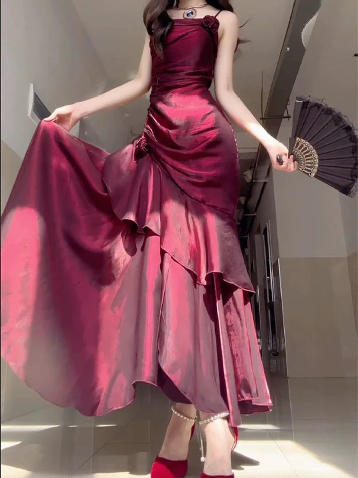 Elegant Satin Prom Dress for Quinceanera&Party-Fairytale A-line Straps Evening Gown for Birthday