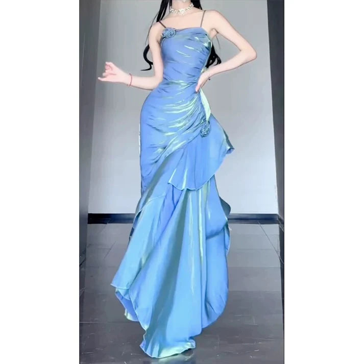 Elegant Satin Prom Dress for Quinceanera&Party-Fairytale A-line Straps Evening Gown for Birthday