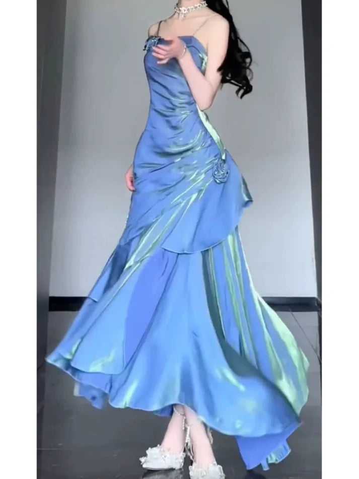 Elegant Satin Prom Dress for Quinceanera&Party-Fairytale A-line Straps Evening Gown for Birthday