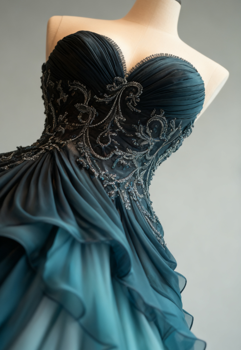 A-line Sweetheart Neck Tulle Beaded Long Prom Dress Elegant Quinceañera Dress ED01487