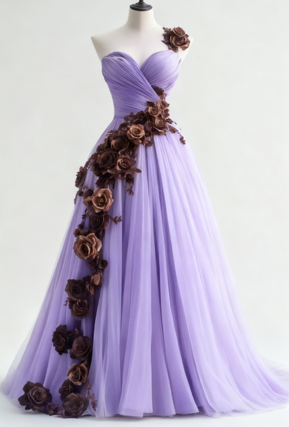 ElegantA-line Sweetheart Quinceañera Dress Tulle Applique Ball Gown Long Prom Dress Wedding Dress ED01491