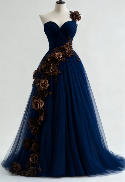 ElegantA-line Sweetheart Quinceañera Dress Tulle Applique Ball Gown Long Prom Dress Wedding Dress ED01491