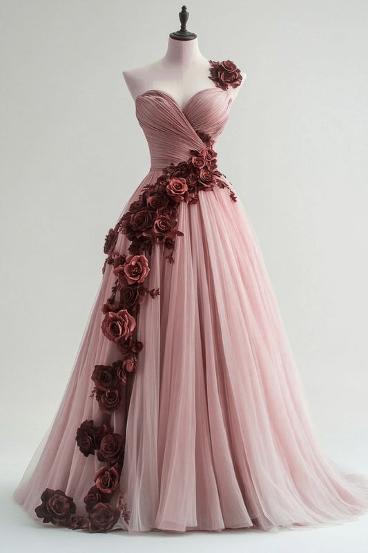 Elegantes A-Linien-Quinceañera-Kleid mit Herzausschnitt und Tüllapplikationen, Ballkleid, langes Ballkleid, Hochzeitskleid ED01491