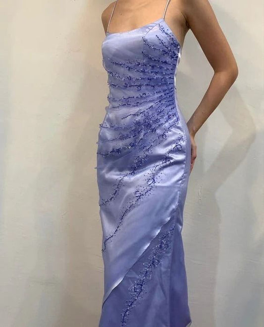 A-line Spaghetti Straps Prom Dress With Slit ED01510