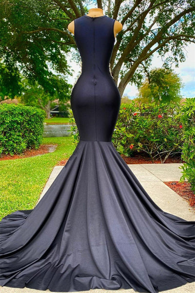 Schwarzes Meerjungfrau-Abendkleid mit V-Ausschnitt, Spitzenapplikationen und Pailletten ED01537