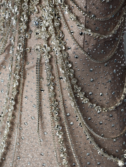 Spaghetti Straps Mermaid Beading Satin Long Prom Dress Rhinestone Formal Evening Dress ED01550