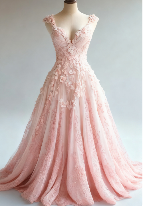 A-line Straps Tulle Beaded Long Prom Dress Applique Sweetheart Neck Evening Gown ED01554