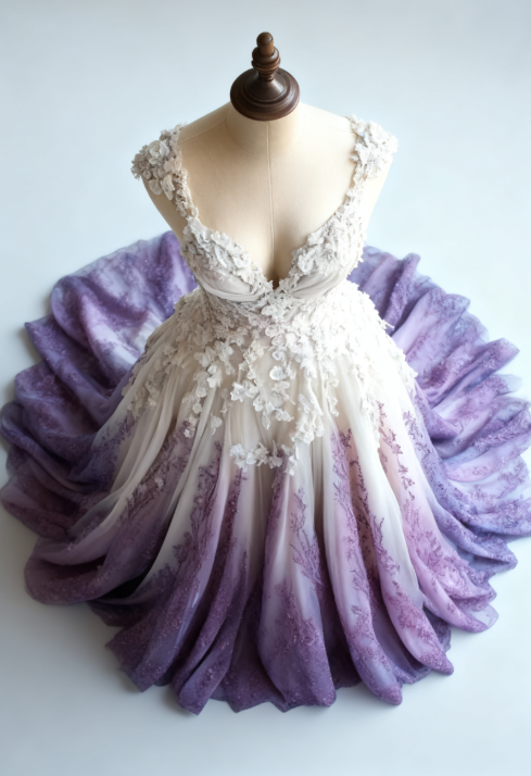 Robe de bal trapèze longue en tulle et perles, décolleté en cœur, ED01554