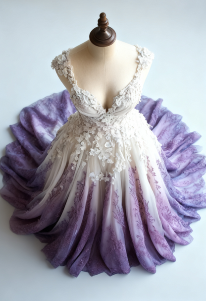 Robe de bal trapèze longue en tulle et perles, décolleté en cœur, ED01554