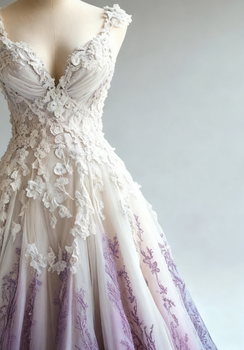 Robe de bal trapèze longue en tulle et perles, décolleté en cœur, ED01554