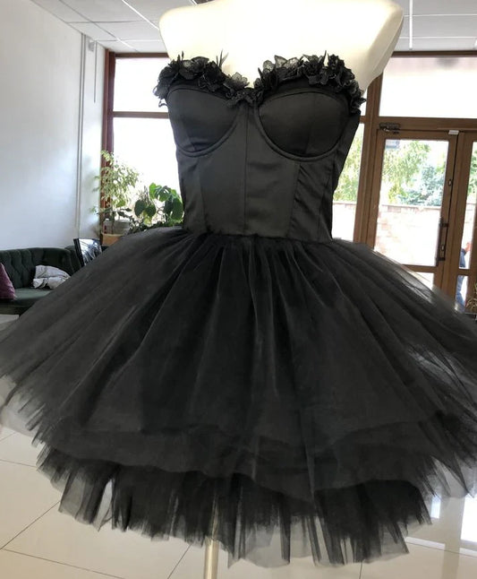 A-Linie Herzausschnitt Korsett Tüll Trägerloses Ballkleid ED01560