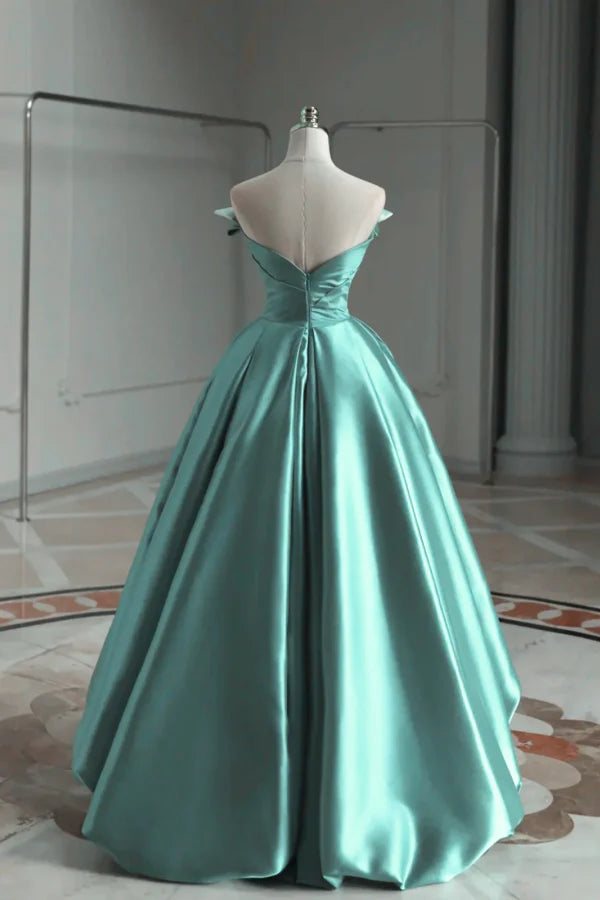 A-line Satin Off-the-shoulder Long Prom Dress Wedding Dress  ED01565