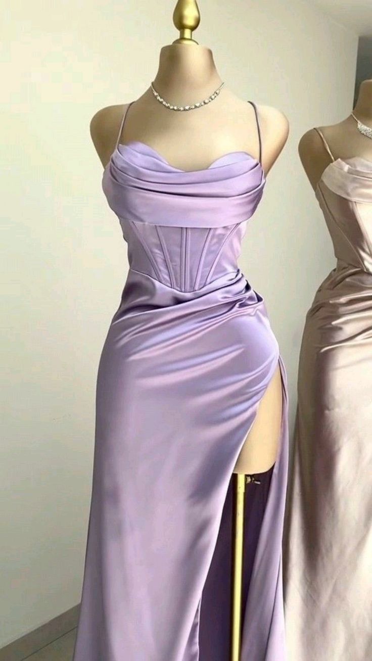 Dark Green Mermaid Satin Spaghetti Straps Long Prom Dress With Split