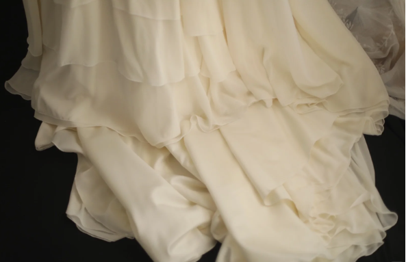 Beige Square Neck Chiffon Lace Empire Dress Long Prom Dress Beaded Wedding Dress  ED01583