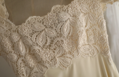 Beige Square Neck Chiffon Lace Empire Dress Long Prom Dress Beaded Wedding Dress  ED01583
