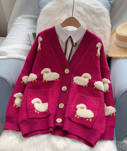Cute Sheep Pattern Long Sleeve Cardigan Sweater ED0160