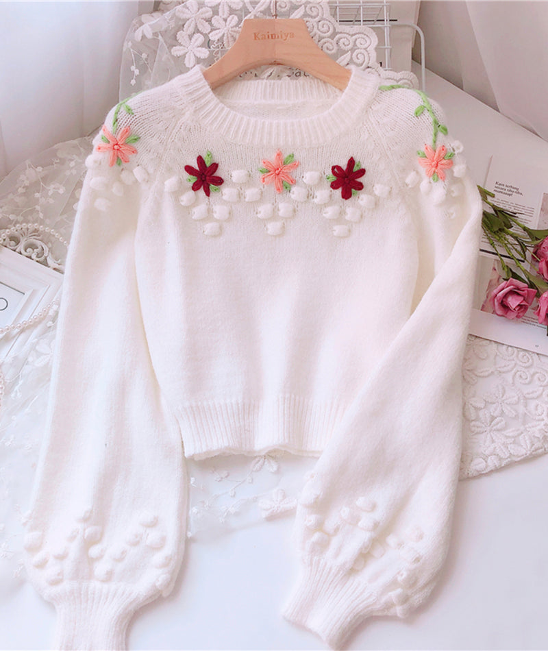 Sweet Flowers Long Sleeve Sweater ED0162