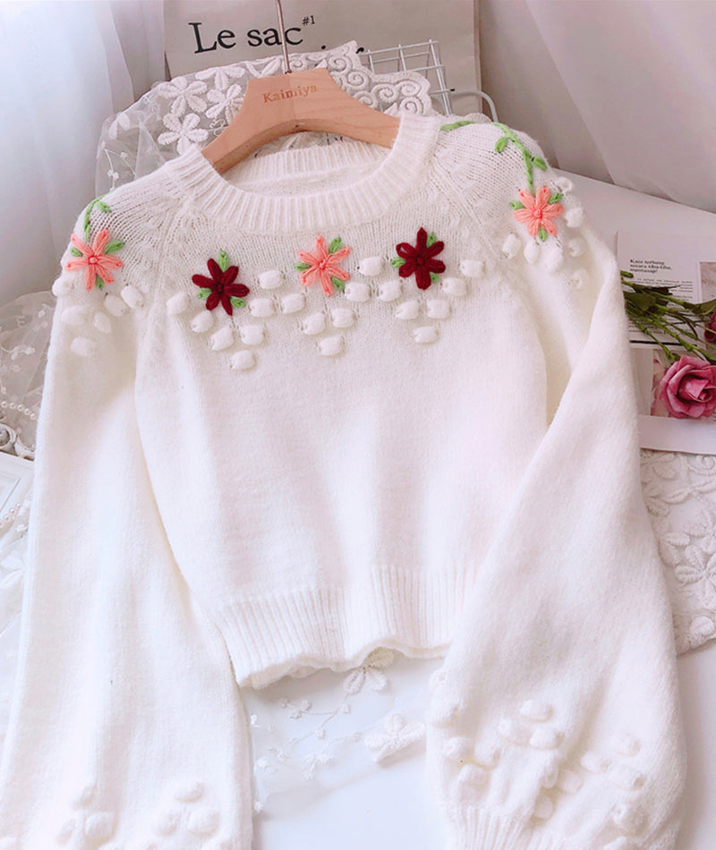 Sweet Flowers Long Sleeve Sweater ED0162