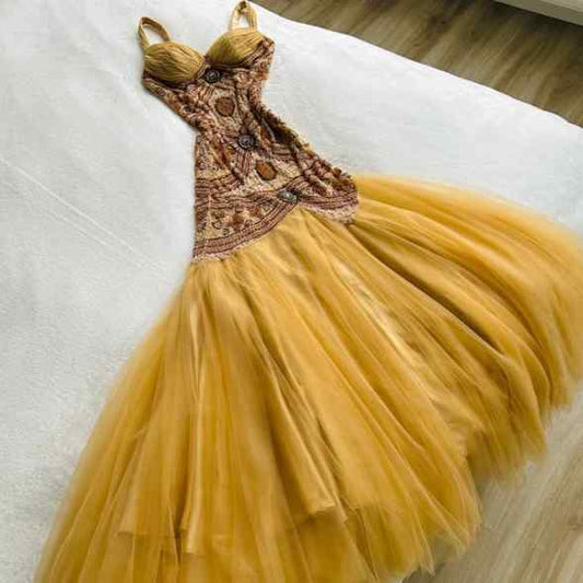 Dark Green Merimaid Spaghetti Strap Tulle Beaded Long Prom Dress Birthday Graduation Prom Dress ED01647