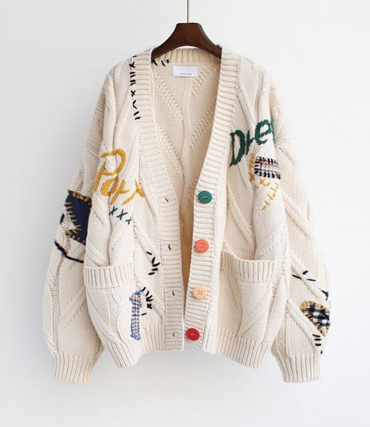 Fashionable contrast color cardigan coat ED0164