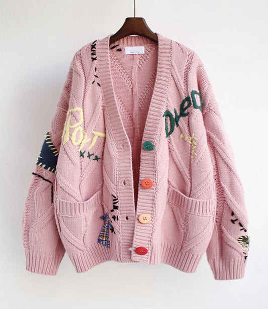 Fashionable contrast color cardigan coat ED0164