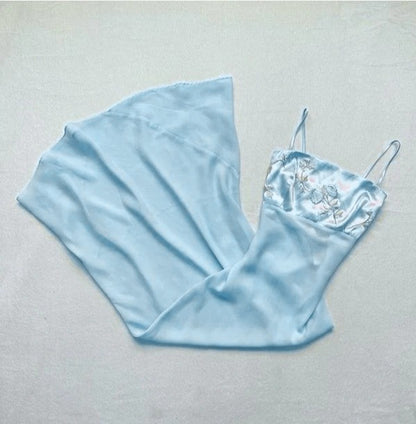 Sky Blue Strapless Embroidered Chiffon Dress Party Dress Prom Dress