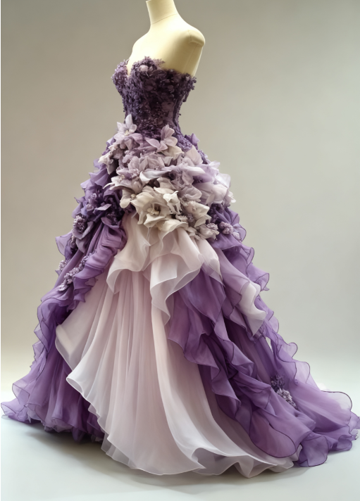 Vintage Purple A-Line Sweetheart Neck Chiffon Beading Long Prom Dress Applique Evening Dress ED01663