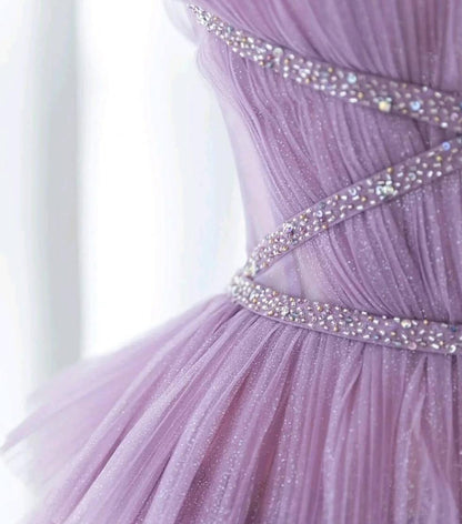 Robe de bal longue en tulle à paillettes et bretelles spaghetti, dégradé violet, pour anniversaire et remise de diplôme, ED01672