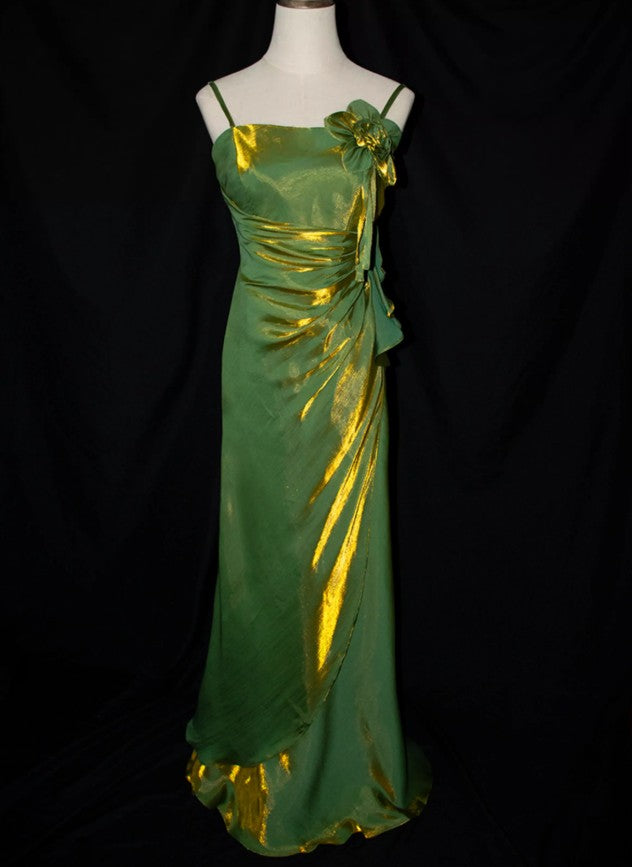 90s chiffon dress Vintage Slip Floral Chiffon, Satin Appliqu & Asymmetric R Idunne cowl neck 90s Designer Vintage Embellished Silk