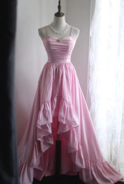 A-Linie Spaghettiträger Satin Langes Hochzeitskleid Geburtstag Quinceanera Kleid Ballkleid ED01712