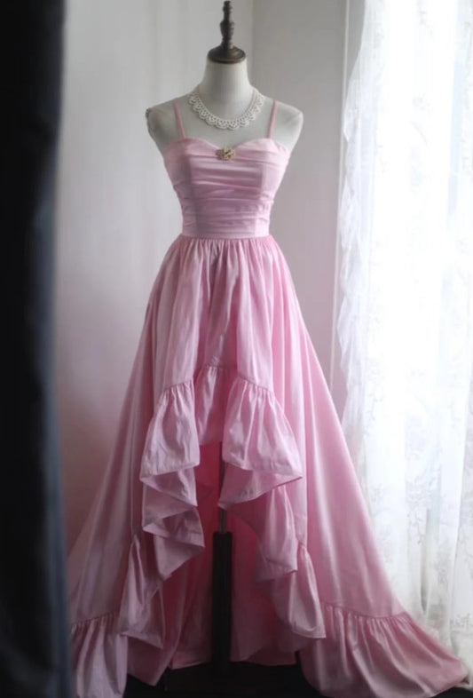 A-Linie Spaghettiträger Satin Langes Hochzeitskleid Geburtstag Quinceanera Kleid Ballkleid ED01712