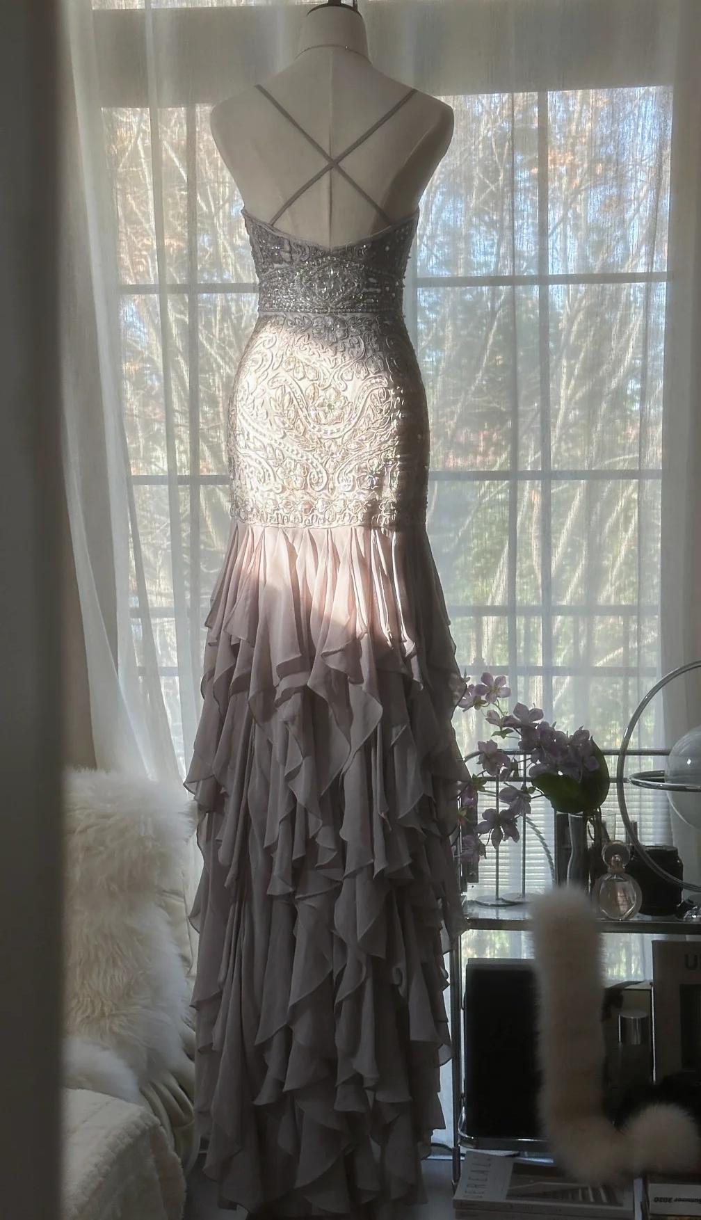 Elegant Purple Spaghetti Strap Appliques Bodycon Open Back Evening Dresses Chiffon Sequin Long Prom Dresses  ED01720