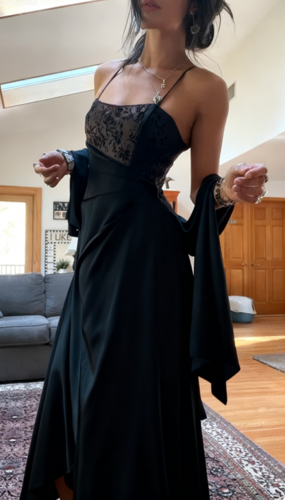 Elegant Spaghetti  Straps A-Line Fuchsia Beaded Satin Prom Dresses Gorgeous Wedding Guest Dresses with Shawl ED01737