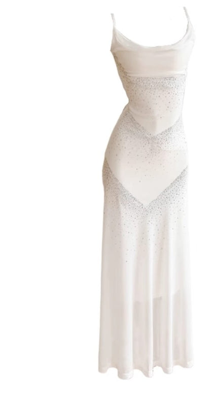 Robe moulante blanche douce à bretelles spaghetti, robe de bal, robe de cérémonie pour adultes, ED01752