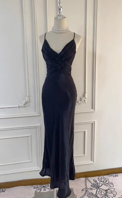 Robe de bal sirène verte rétro à bretelles spaghetti, dos nu, pour anniversaire, remise de diplôme, ED01758