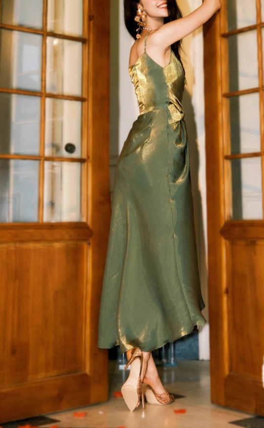 Robe moulante verte à bretelles spaghetti, col en V, mousseline de soie, satin, sans manches, robe de bal ED01760