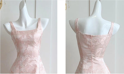 Rosa A-Linie Vintage Schmetterling besticktes Satin Ballkleid Geburtstagskleid ED01772