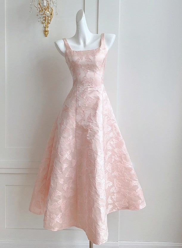 Rosa A-Linie Vintage Schmetterling besticktes Satin Ballkleid Geburtstagskleid ED01772