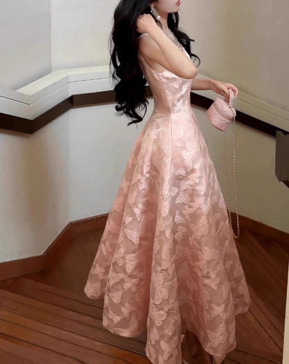 Rosa A-Linie Vintage Schmetterling besticktes Satin Ballkleid Geburtstagskleid ED01772